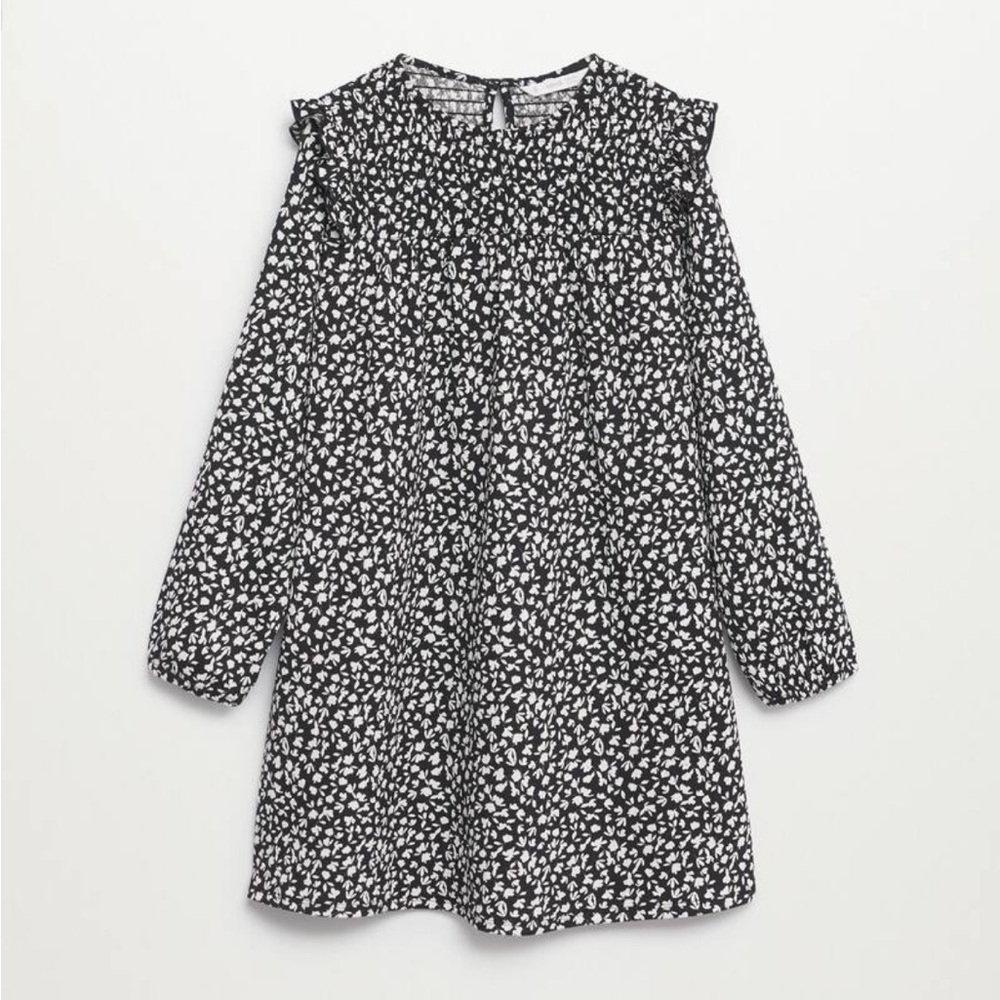 Mango girls dress, black & white floral print, 5 to 6 years